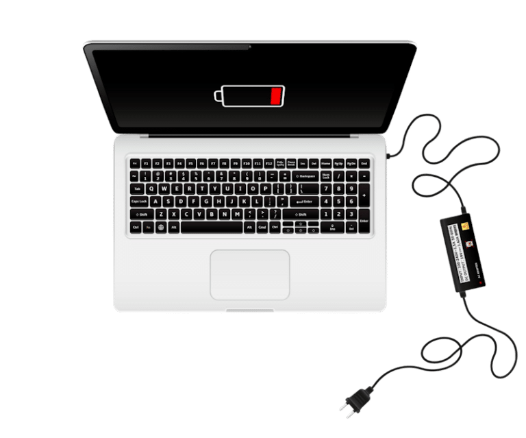 ordinateur avec batterie d&eacute;charg&eacute;e