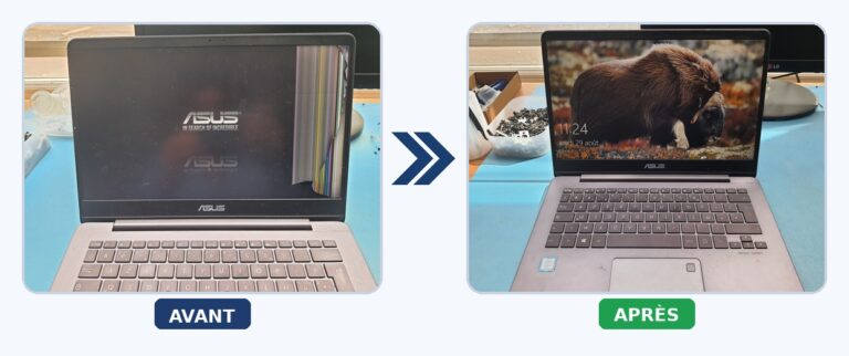 Réparation écran PC portable Paris avant après - L'Atelier du Portable