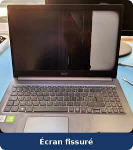 Écran PC portable fissuré